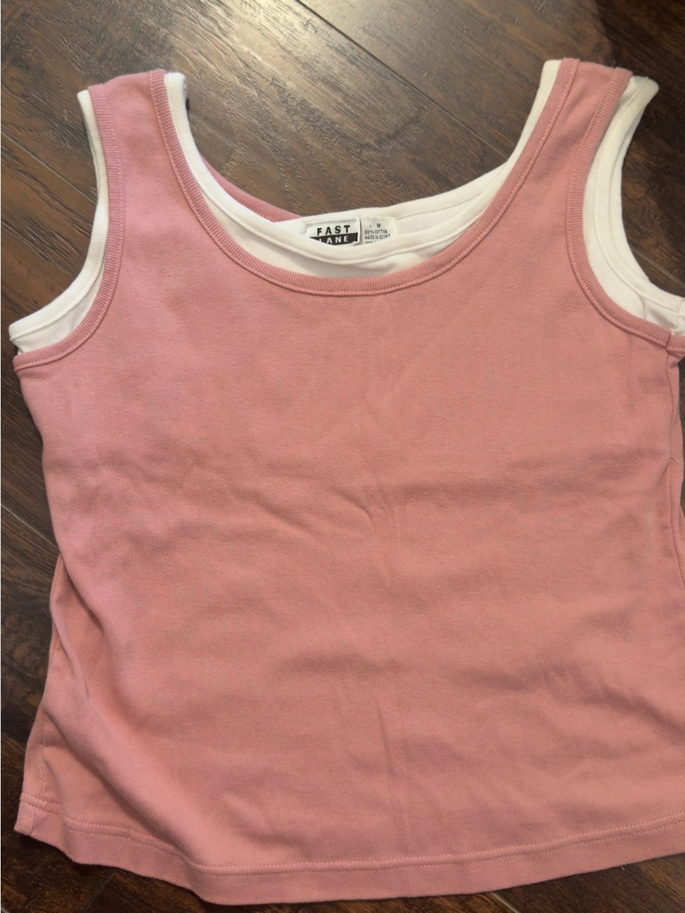 Vtg Women's Dusty Pink Tank Top - Double-Layer Scoop Neck